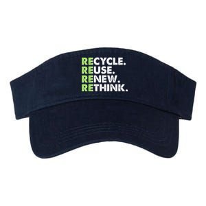 Earth Day Recycle Reuse Renew Rethink Valucap Bio-Washed Visor