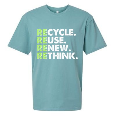 Earth Day Recycle Reuse Renew Rethink Sueded Cloud Jersey T-Shirt