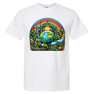 Earth Day Rainbow Green Wind Power Climate Awareness Gift Garment-Dyed Heavyweight T-Shirt