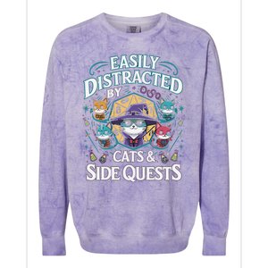 Easily Distracted Rpg Cats Gaming Pro Colorblast Crewneck Sweatshirt