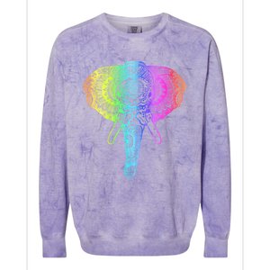 Elephant Dala Rainbow Watercolor Yoga Meditation Funny Gift Colorblast Crewneck Sweatshirt