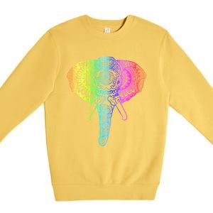 Elephant Dala Rainbow Watercolor Yoga Meditation Funny Gift Premium Crewneck Sweatshirt