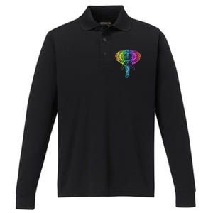 Elephant Dala Rainbow Watercolor Yoga Meditation Funny Gift Performance Long Sleeve Polo