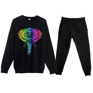 Elephant Dala Rainbow Watercolor Yoga Meditation Funny Gift Premium Crewneck Sweatsuit Set