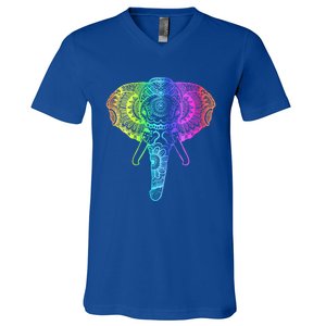 Elephant Dala Rainbow Watercolor Yoga Meditation Funny Gift V-Neck T-Shirt