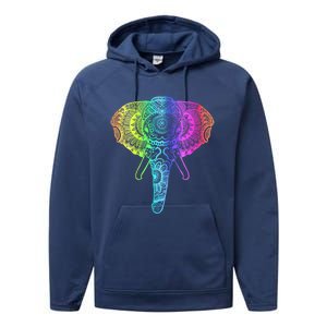 Elephant Dala Rainbow Watercolor Yoga Meditation Funny Gift Performance Fleece Hoodie