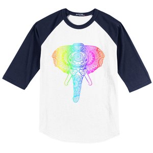 Elephant Dala Rainbow Watercolor Yoga Meditation Funny Gift Baseball Sleeve Shirt