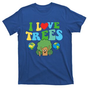 Earth Day Retro Groovy I Heart Trees Environt Gift T-Shirt