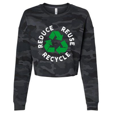 Earth Day Reduce Reuse Recycle Awesome Recycling Gift Cropped Pullover Crew