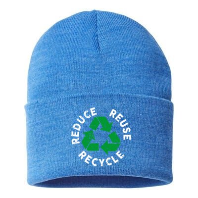 Earth Day Reduce Reuse Recycle Awesome Recycling Gift Sustainable Knit Beanie