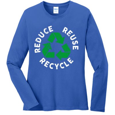 Earth Day Reduce Reuse Recycle Awesome Recycling Gift Ladies Long Sleeve Shirt