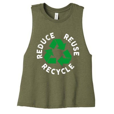 Earth Day Reduce Reuse Recycle Awesome Recycling Gift Women's Racerback Cropped Tank