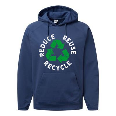 Earth Day Reduce Reuse Recycle Awesome Recycling Gift Performance Fleece Hoodie