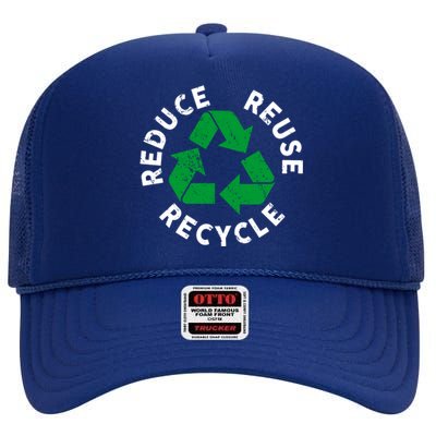 Earth Day Reduce Reuse Recycle Awesome Recycling Gift High Crown Mesh Back Trucker Hat