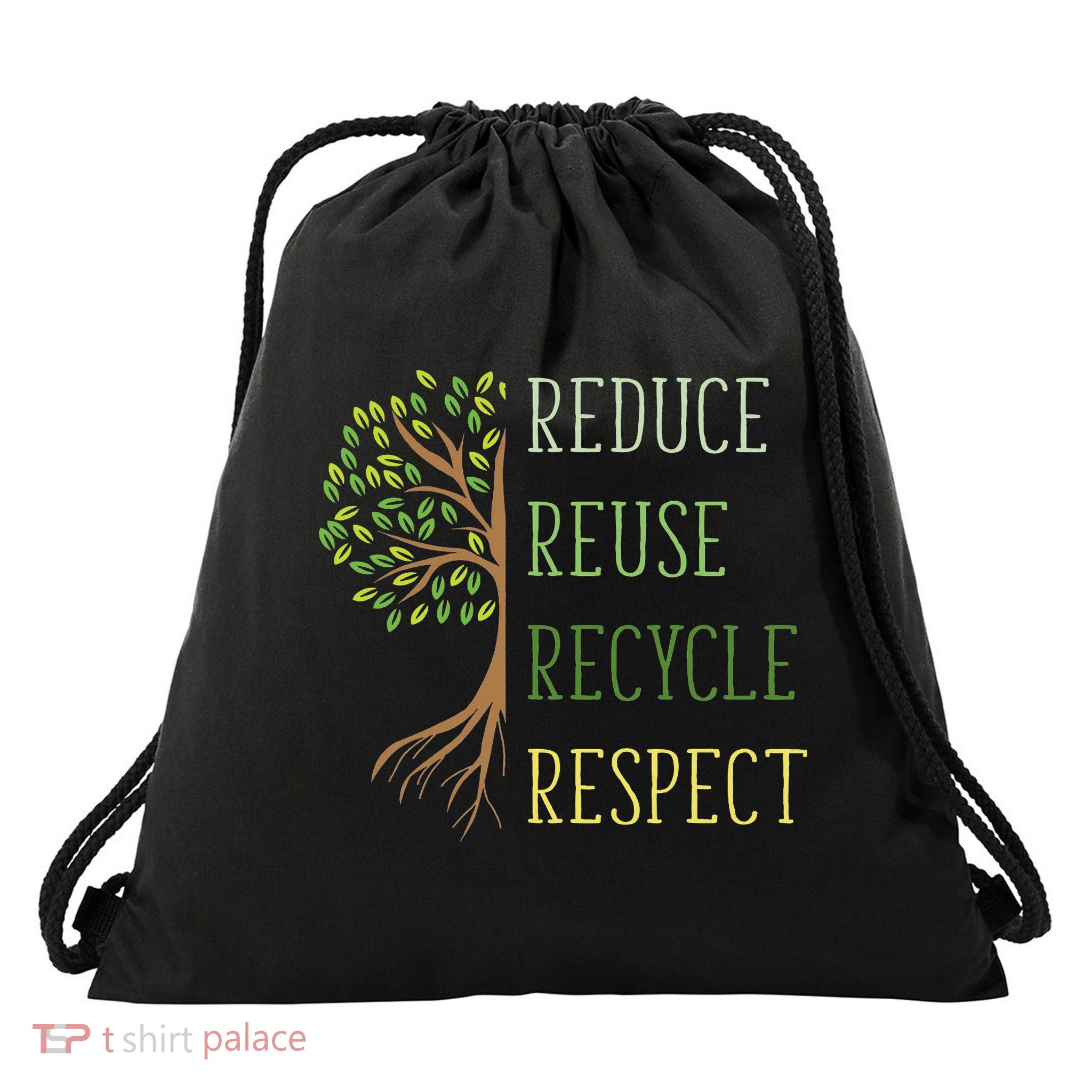 Earth Day Reduce Reuse Recycle Environmental Ecology Drawstring Bag