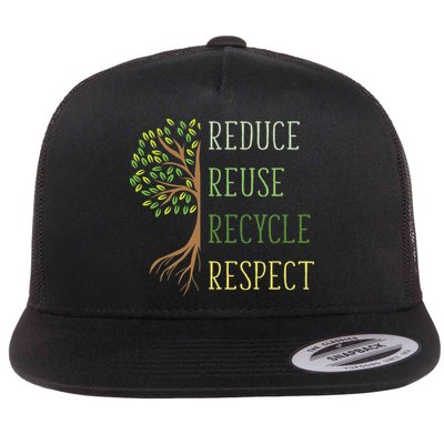 Earth Day Reduce Reuse Recycle Environmental Ecology Flat Bill Trucker Hat