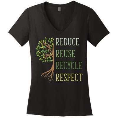 Earth Day Reduce Reuse Recycle Environmental Ecology Women's V-Neck T-Shirt