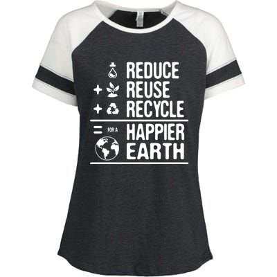 Earth Day Reduce Reuse Recycle Happy Earth Gift Enza Ladies Jersey Colorblock Tee