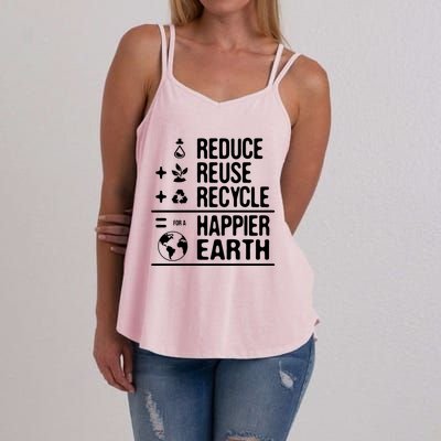 Earth Day Reduce Reuse Recycle Happy Earth Gift Women's Strappy Tank