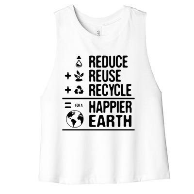 Earth Day Reduce Reuse Recycle Happy Earth Gift Women's Racerback Cropped Tank