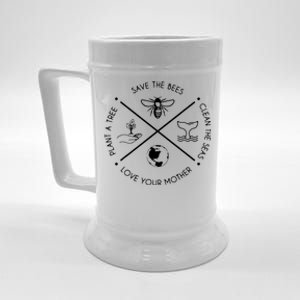 Earth Day Save The Bees Plant More Trees Clean The Seas Beer Stein