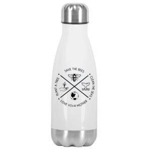 Earth Day Save The Bees Plant More Trees Clean The Seas Stainless Steel Insulated Water Bottle