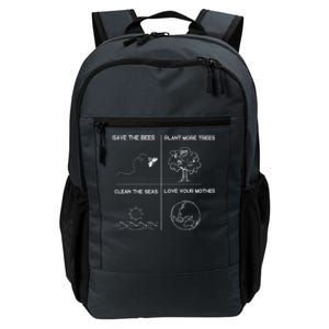 Earth Day Save The Bees Plant More Trees Clean The Seas Great Gift Daily Commute Backpack