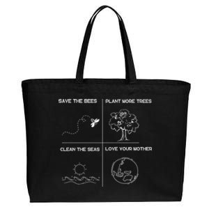 Earth Day Save The Bees Plant More Trees Clean The Seas Great Gift Cotton Canvas Jumbo Tote