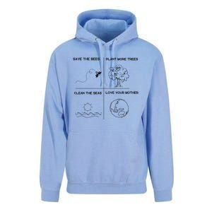 Earth Day Save The Bees Plant More Trees Clean The Seas Great Gift Unisex Surf Hoodie