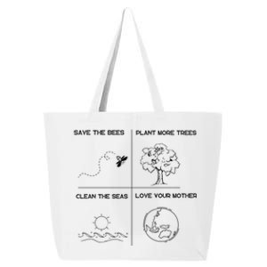 Earth Day Save The Bees Plant More Trees Clean The Seas Great Gift 25L Jumbo Tote