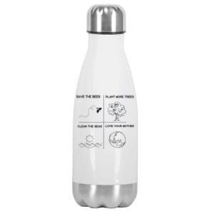 Earth Day Save The Bees Plant More Trees Clean The Seas Great Gift Stainless Steel Insulated Water Bottle