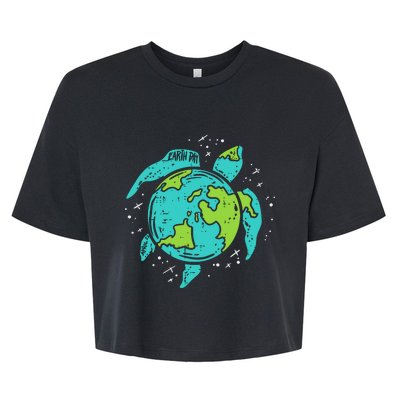 Earth Day Sea Turtle Save The Planet Bella+Canvas Jersey Crop Tee