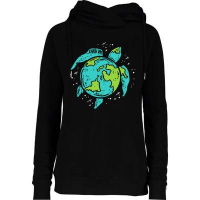 Earth Day Sea Turtle Save The Planet Womens Funnel Neck Pullover Hood