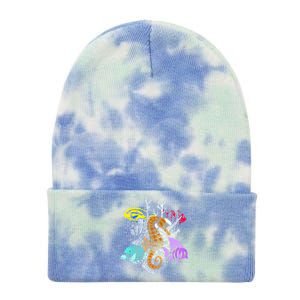 Earth Day Save Coral Reefs Sea Fish Seahorse Coastal Cleanup Gift Tie Dye 12in Knit Beanie