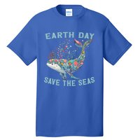 Earth Day Save The Seas Colorful Floral Whale Gift Tall T-Shirt