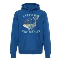 Earth Day Save The Seas Colorful Floral Whale Gift Premium Hoodie