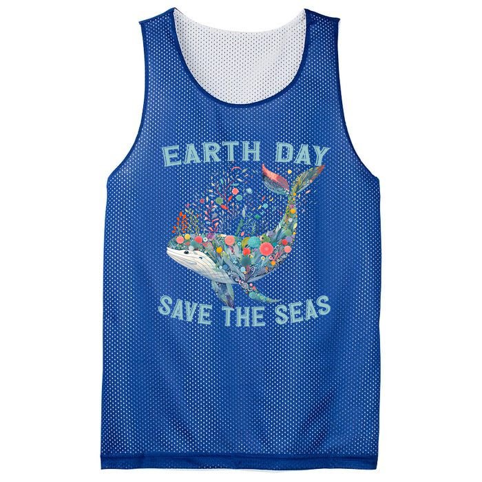 Earth Day Save The Seas Colorful Floral Whale Gift Mesh Reversible Basketball Jersey Tank