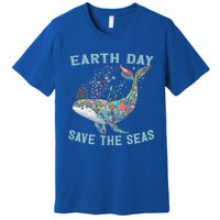 Earth Day Save The Seas Colorful Floral Whale Gift Premium T-Shirt