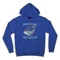 Earth Day Save The Seas Colorful Floral Whale Gift Tall Hoodie