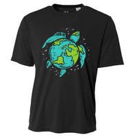 Earth Day Sea Turtle Save Our Ocean Animal teacher Cooling Performance Crew T-Shirt