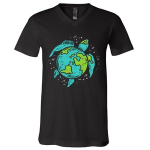 Earth Day Sea Turtle Save Our Ocean Animal teacher V-Neck T-Shirt