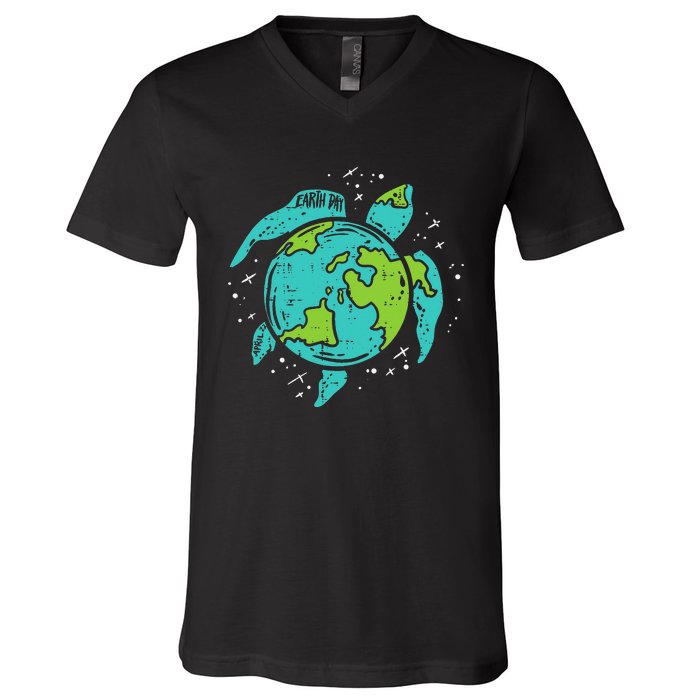 Earth Day Sea Turtle Save Our Ocean Animal teacher V-Neck T-Shirt