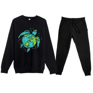 Earth Day Sea Turtle Save Our Ocean Animal teacher Premium Crewneck Sweatsuit Set