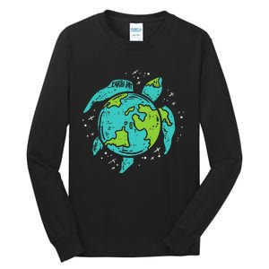 Earth Day Sea Turtle Save Our Ocean Animal teacher Tall Long Sleeve T-Shirt