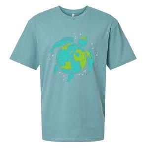 Earth Day Sea Turtle Save Our Ocean Animal teacher Sueded Cloud Jersey T-Shirt