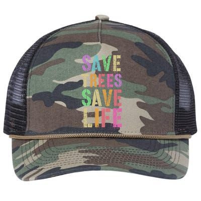 Earth Day Save Trees And Life Protect Our Planet Home Gift Retro Rope Trucker Hat Cap