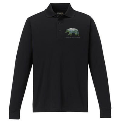 Earth Day Stand Against Deforestation Bear Gift Performance Long Sleeve Polo