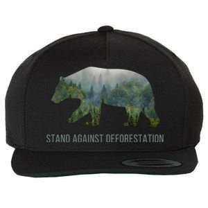 Earth Day Stand Against Deforestation Bear Gift Wool Snapback Cap