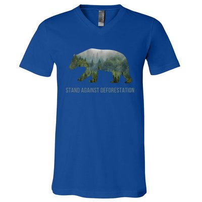 Earth Day Stand Against Deforestation Bear Gift V-Neck T-Shirt