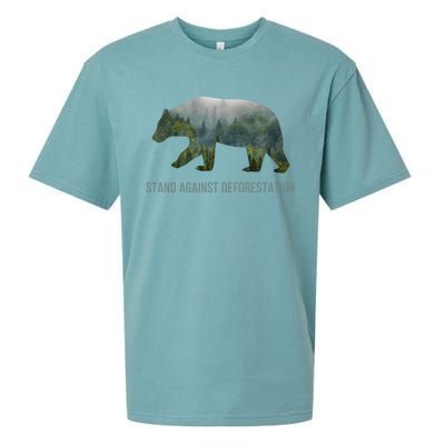 Earth Day Stand Against Deforestation Bear Gift Sueded Cloud Jersey T-Shirt